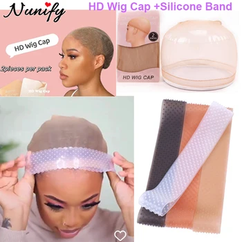 超薄型HD透明ウィッグキャップと滑り止めシリコンバンド,ソフトドロップヘアバンド,ピンクのヘアバンド,1個
