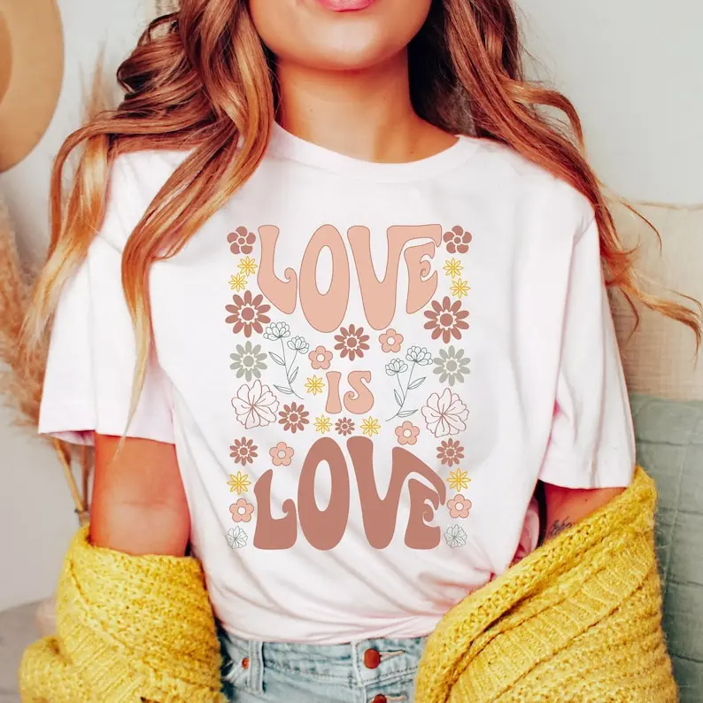 

Love Is Love Retro Pride T-Shirt Equality LGBTQ Tee New Arrival Aesthetic Short-sleev Casual Streetwear Harajuku O-neck Tshirt