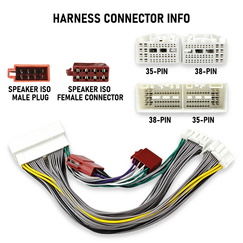 Car Audio DSP Amplifier T-Harness Cable for Hyundai Kia 2018+ (35Pin + 38Pin) ISO Speaker Signal Breakout Harness Plug & Play