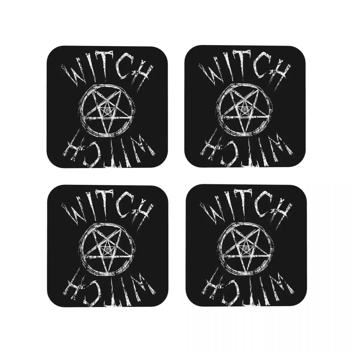 Distressed Witch In White Coasters Coffee Mats Set of 4 Placemats Cup Tableware Decoration & Accessories Pads for Home Kitchen