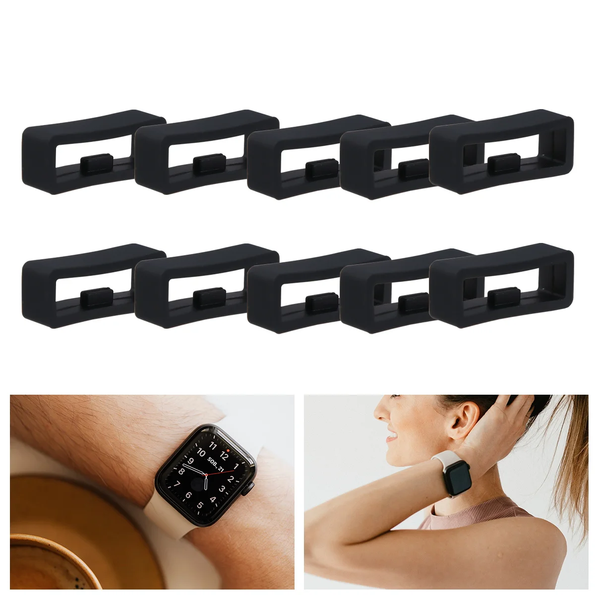 

20pcs Watch B Fastener Silicone Retainer Clasp Locker for Gel Strap Retaining Extra Length Flexible Sturdy