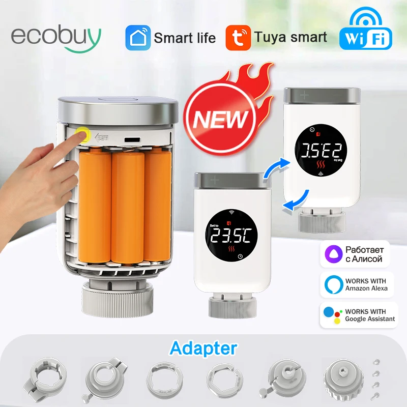 Tuya Wifi/Zigbee Thermostatic Head Radiator Valve Actuator TRV Smart Home Temperature Controller Smart Life  Alexa Google Home