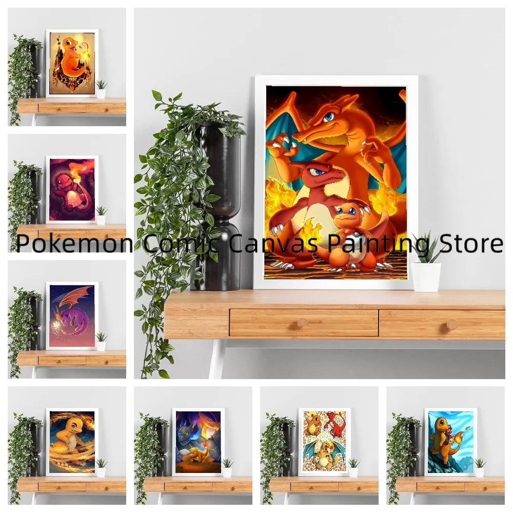 Pokémon Charmander Charizard Art Wall Paintings Stickers and Posters Painting Canvas Room Decor Baby Room Children's Gift