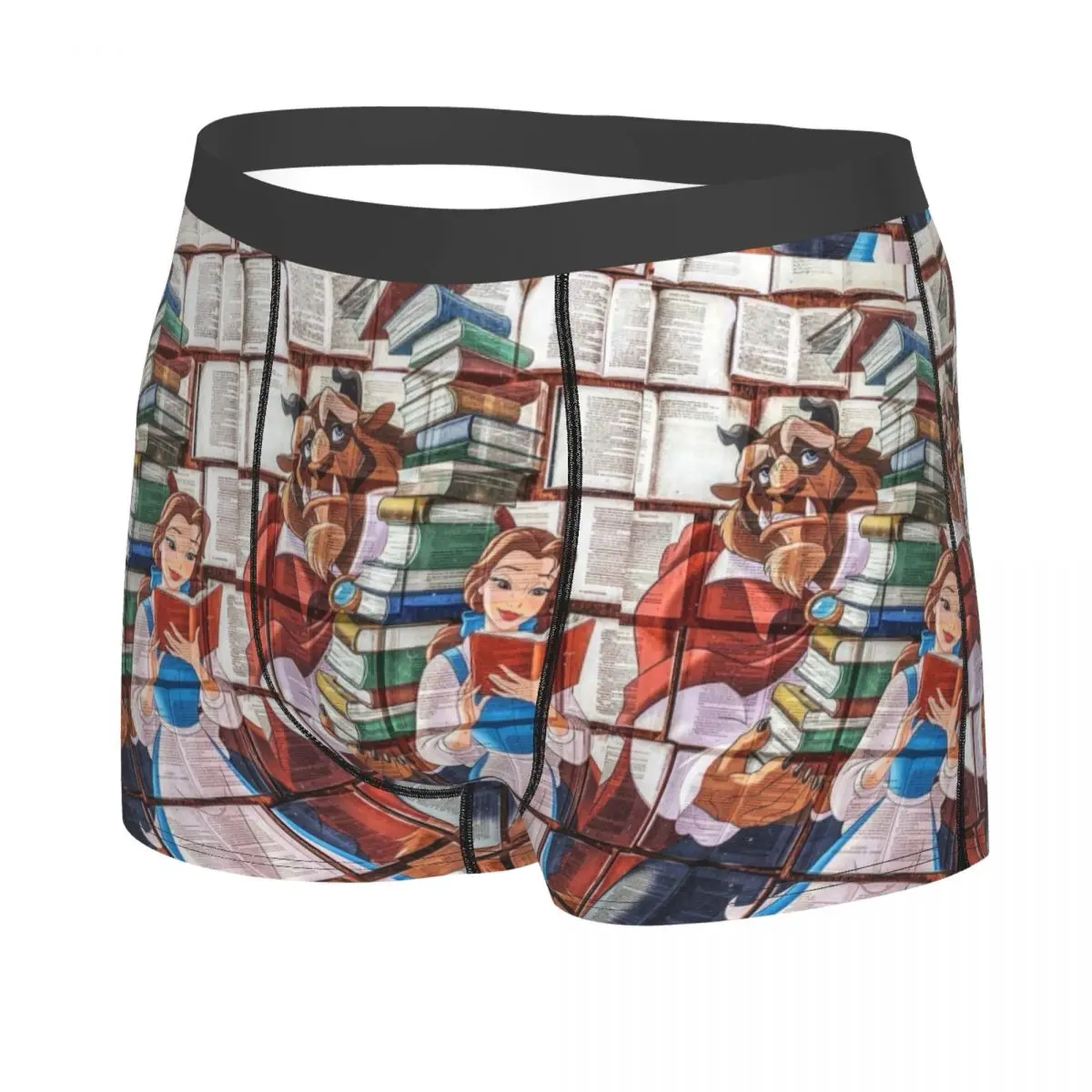 Cueca boxer personalizada da bela e a fera, cueca boxer estampada masculina, calcinha macia