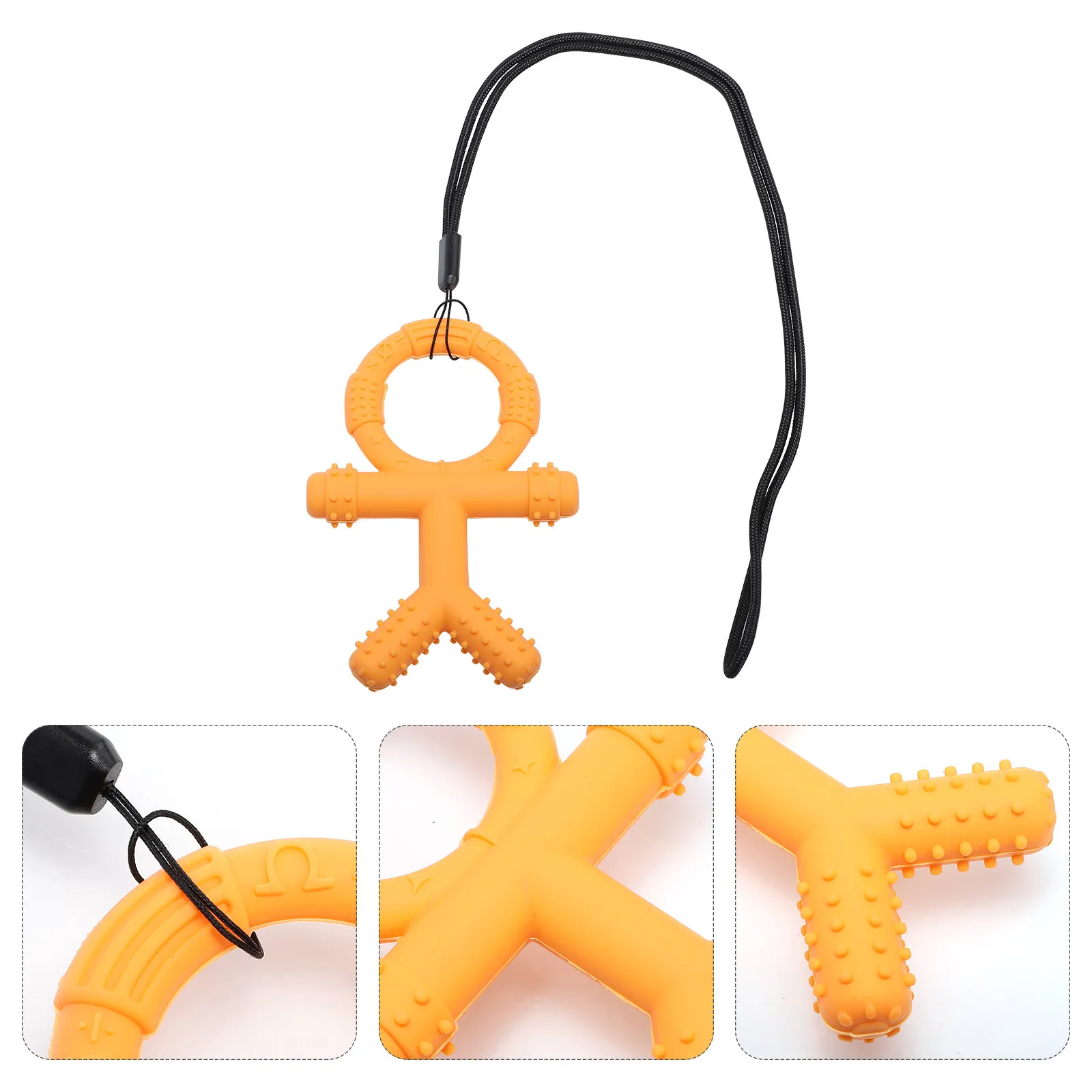Silicone Teether Soft Flexible Chewing Pendant with Anti-Drop Chain Baby Educational Molar Teether Infant Chewing Pendant