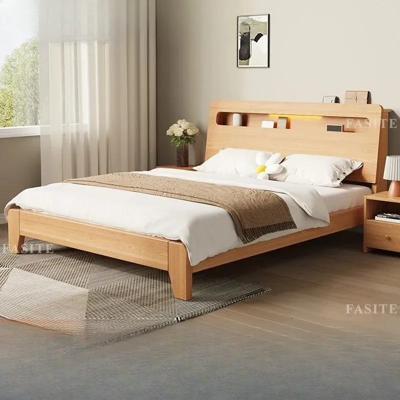 For 1m 1.5m 1.8m Solid Wood Bed Frame Simple Modern Double Single Household Rental Room Economical Sturdy Furniture