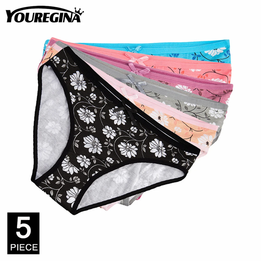 Women Underwear Sexy Panties Ladies Seamless Briefs Floral Print Calcinhas Intimates Underpants Knickers 5 pcs/lot