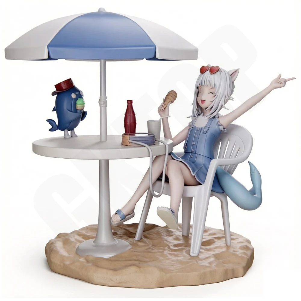 

1/24 Summer Beach Girl With Shark Companion 3D Printed Gray Resin Statue GK Figure Toy Miniature Model Unpainted Unassembled