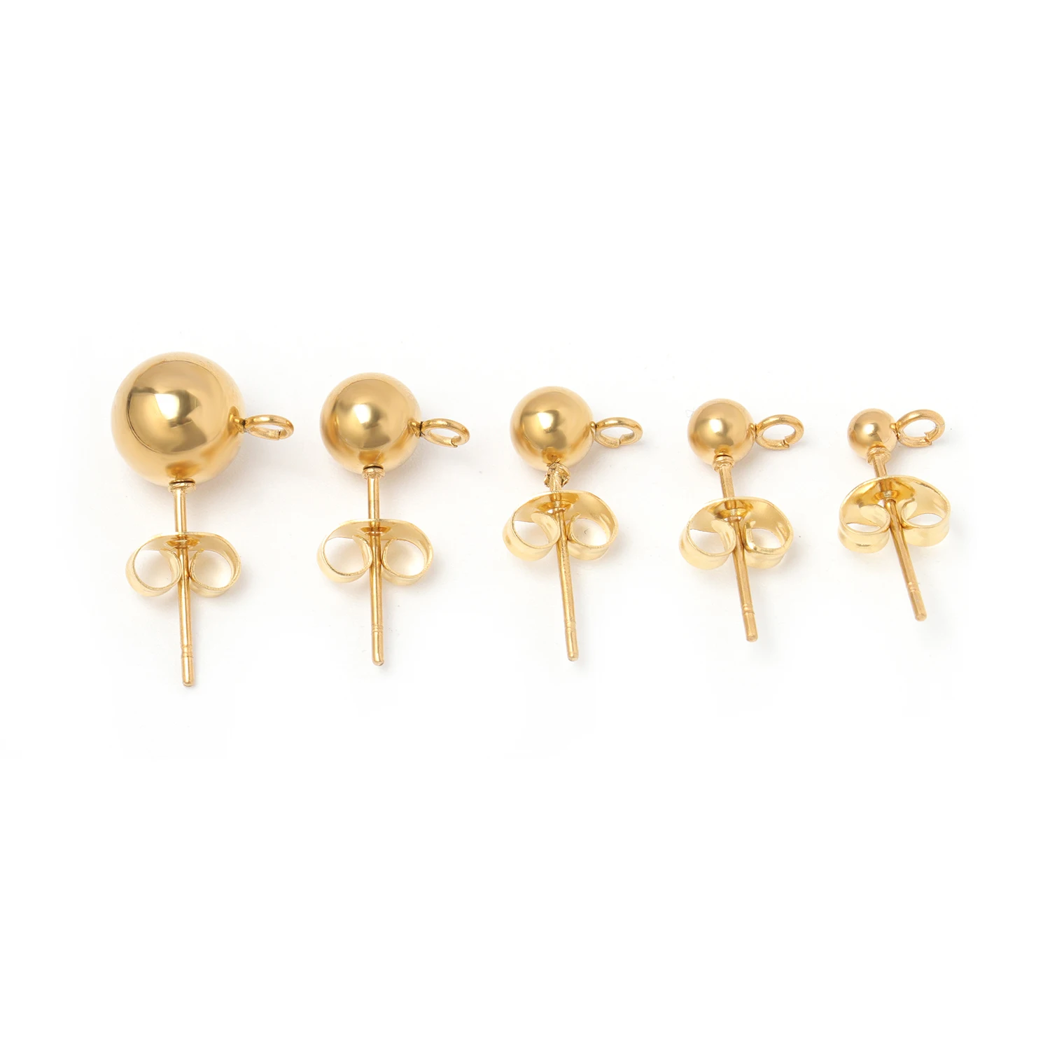50 teile/los Edelstahl Runde Kugel Ohr Rücken Post Studs Mit Offenen Ring Ohr Ohrstöpsel für DIY Ohrringe Schmuck Machen Zubehör – Detail 3