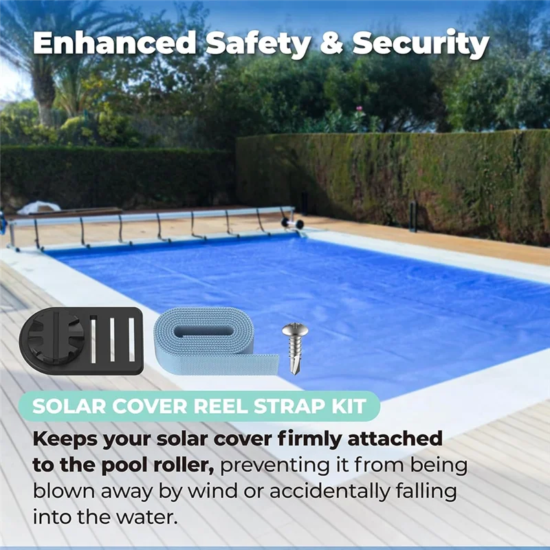 

ABBO-Solar Cover Straps Pool Solar Cover Straps Clips Reel Attachment Kit Swimming Pool Solar Reel Tube & Blanket Fastening Kit