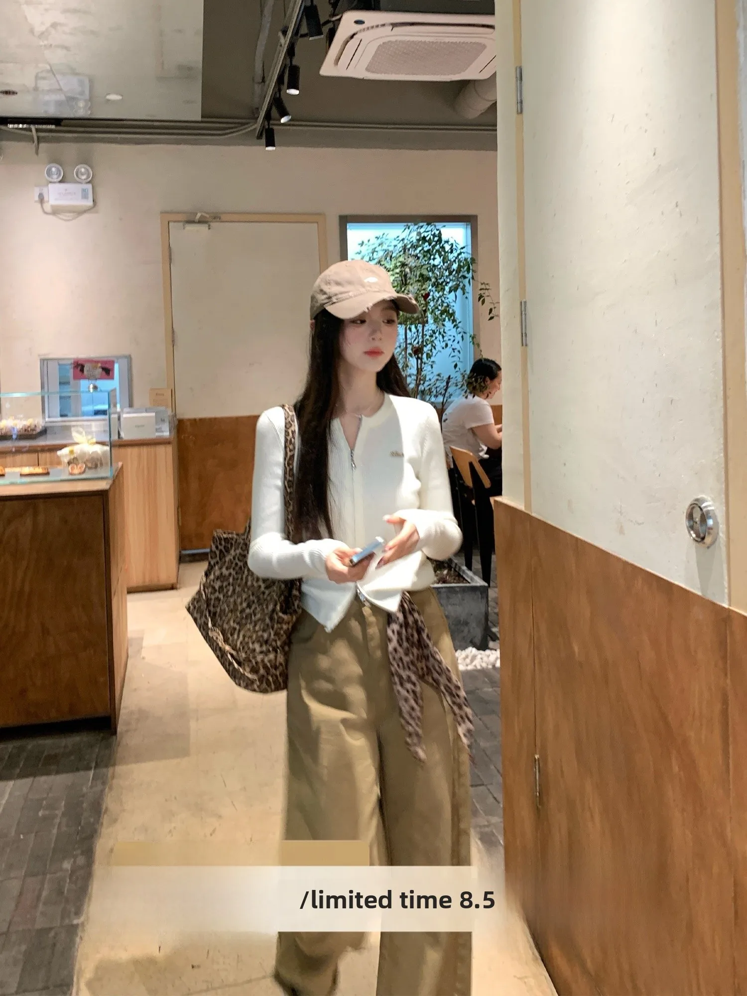 

Slim Fit Wool Blend Sweater Double Zipper Casual Sle Women's Faion Autumn Knitwear Versatile Comfortable round Ne Sweater