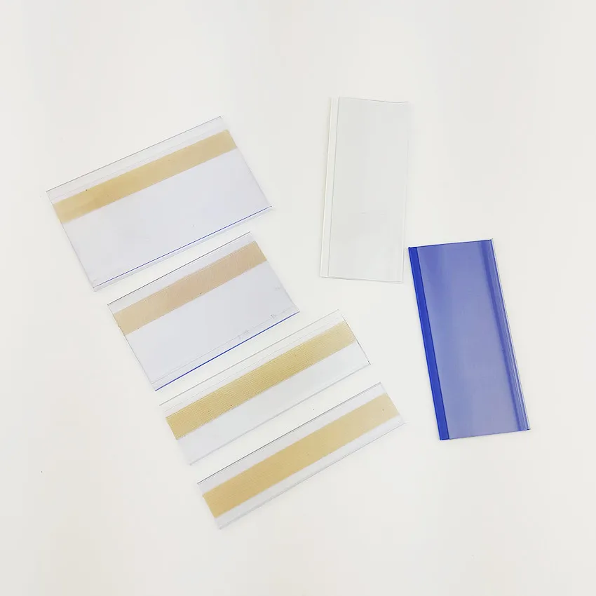 H4cm plástico pvc prateleira de dados tiras clipe titular mercadoria preço talker sinal etiqueta exibição fita adesiva volta 100 pçs