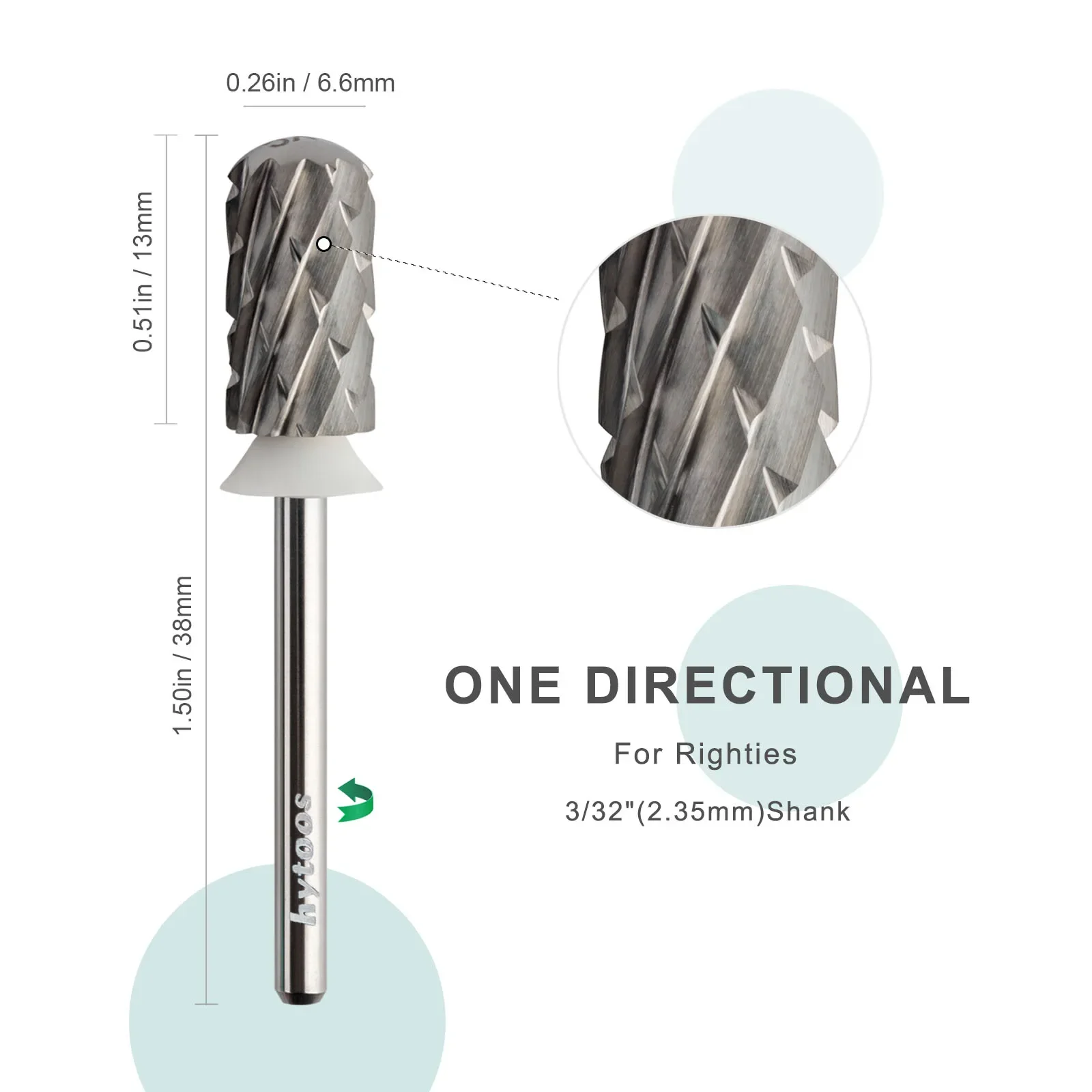 5XCラウンドトップ大型バレルネイルドリルビット3/32カーバイドバー厚いジェル除去マニキュアドリルアクセサリーサプライヤー