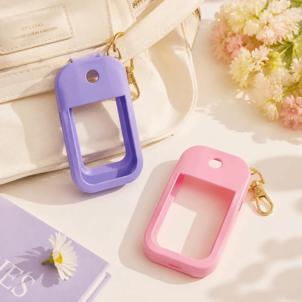 Portable Leak-Proof Spray Bottle 30ml Large Capacity Hand Sanitizer Spray Bottle Silicone Case Keychain Refill Bottle Outdoor