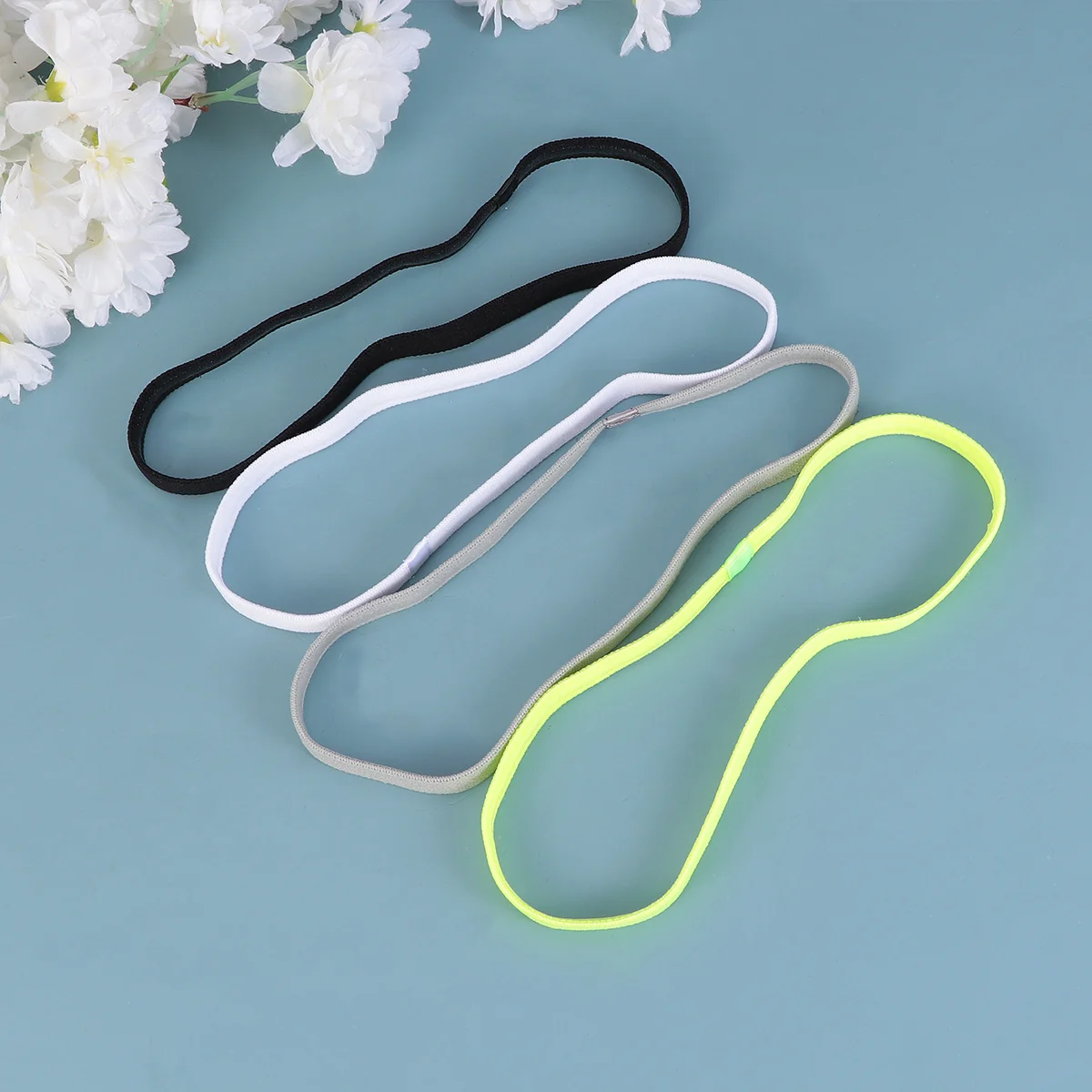 12 ชิ้นชุดที่คาดผมสำหรับเล่นกีฬาแบบยืดหยุ่นกันลื่นโยคะยางรัดผมสีลูกกวาดกลางแจ้งผ้าคาดศีรษะกันเหงื่อเรืองแสงสีแดงสีเขียวสีชมพูสีเทาสีฟ้า