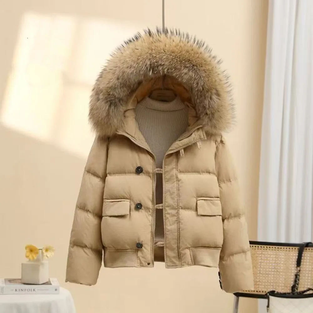 

Winter 2025 New Girls' Down Jacket Fashion Youth Coat With Children's Casual Fur Collar Parka 130-170cm Kids Top