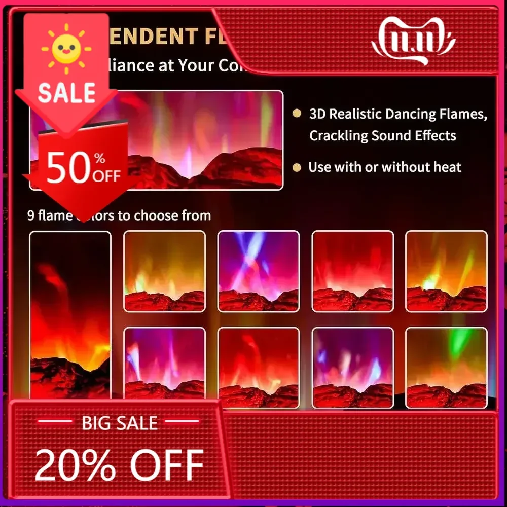 

Bestseller22 Standing Electric Fireplace Stove with Infrared Quartz Heater, 3D Flame Effect, Remote Control, Timer, and Overheat