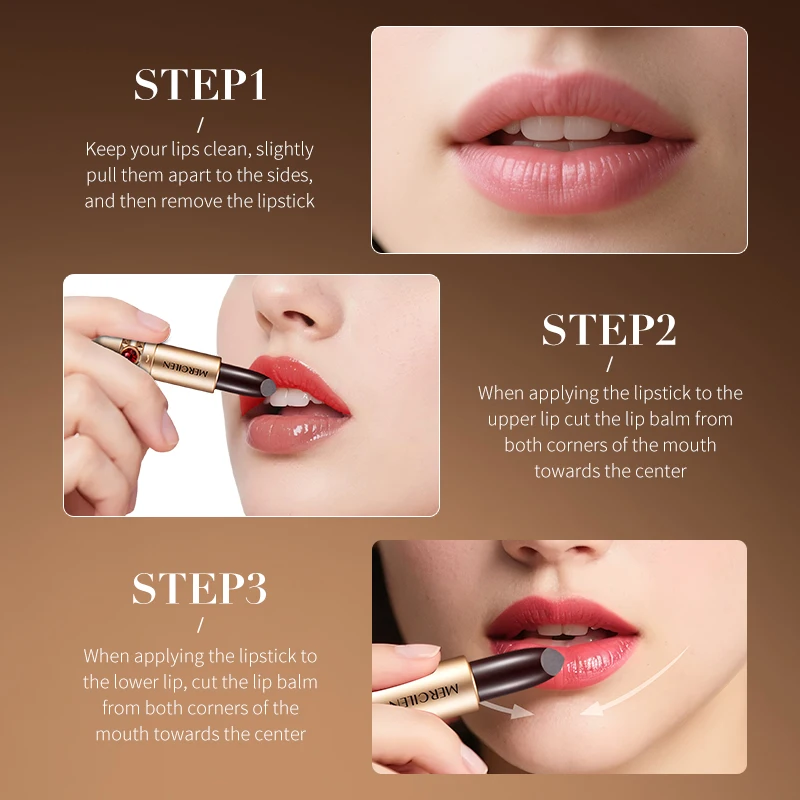 Mercilen 5-Color Obsidian Secret Realm Long-Lasting Color Fixing Essence Lipstick, Moisturizing Lip Balm, Long-Lasting, Waterproof, Smooth, Non-Sticky, No Residue, Suitable for All Skin Tones, Suitable for Casual Wear, Special Occasions, Party Makeup view 5
