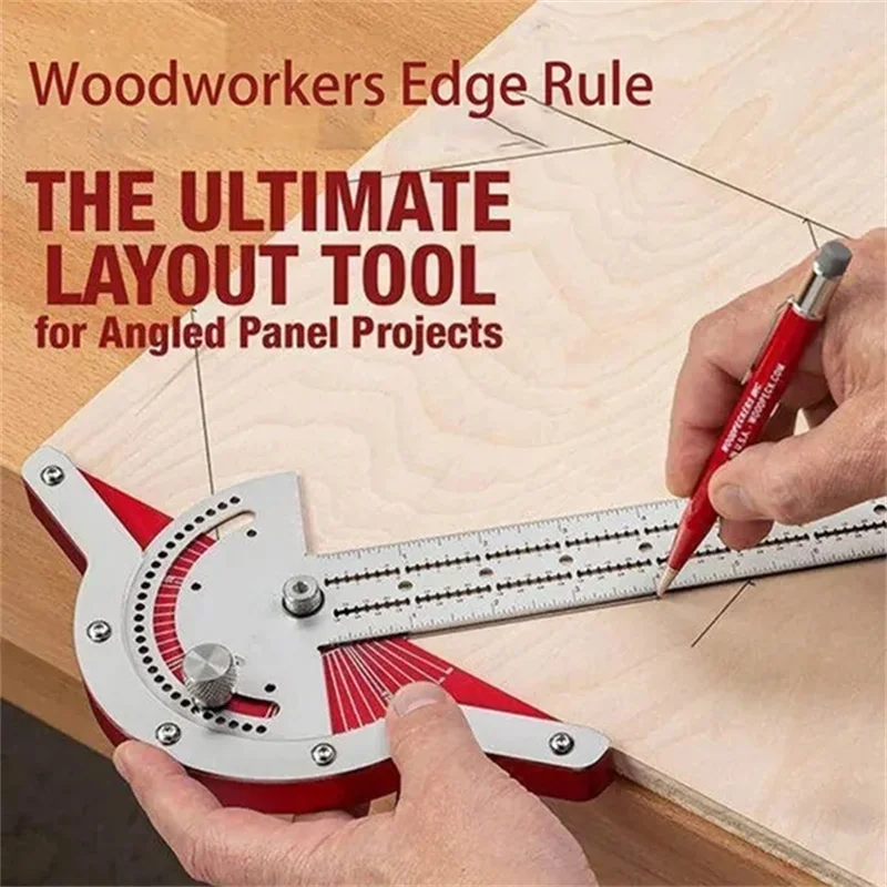 Stainless Steel Woodworking Edge Ruler Protractor Angle Finder Vernier Caliper Measure Tool Baseboard Crafts Carpenter Tool