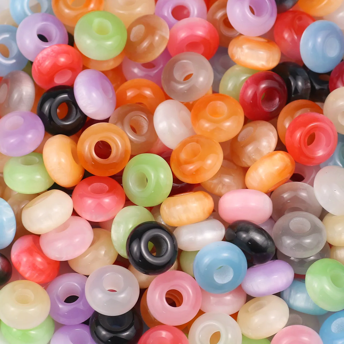 

5pcs Colored Cat-eye abacus Acrylic beads Flat Round Spacer Beads for DIY Earrings Necklaces Bracelets Jewelry Making Findings