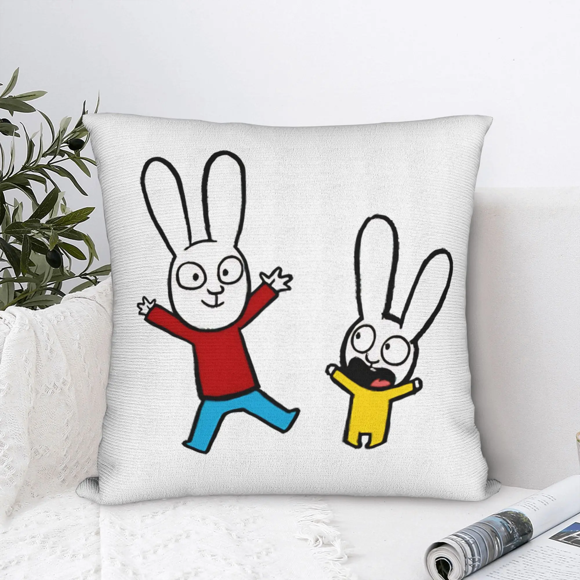 Simons Super Rabbit Cute Bunny  Square Pillowcases Polyester Sofa  Cushion Case Cool Decor Pillowcase 45*45