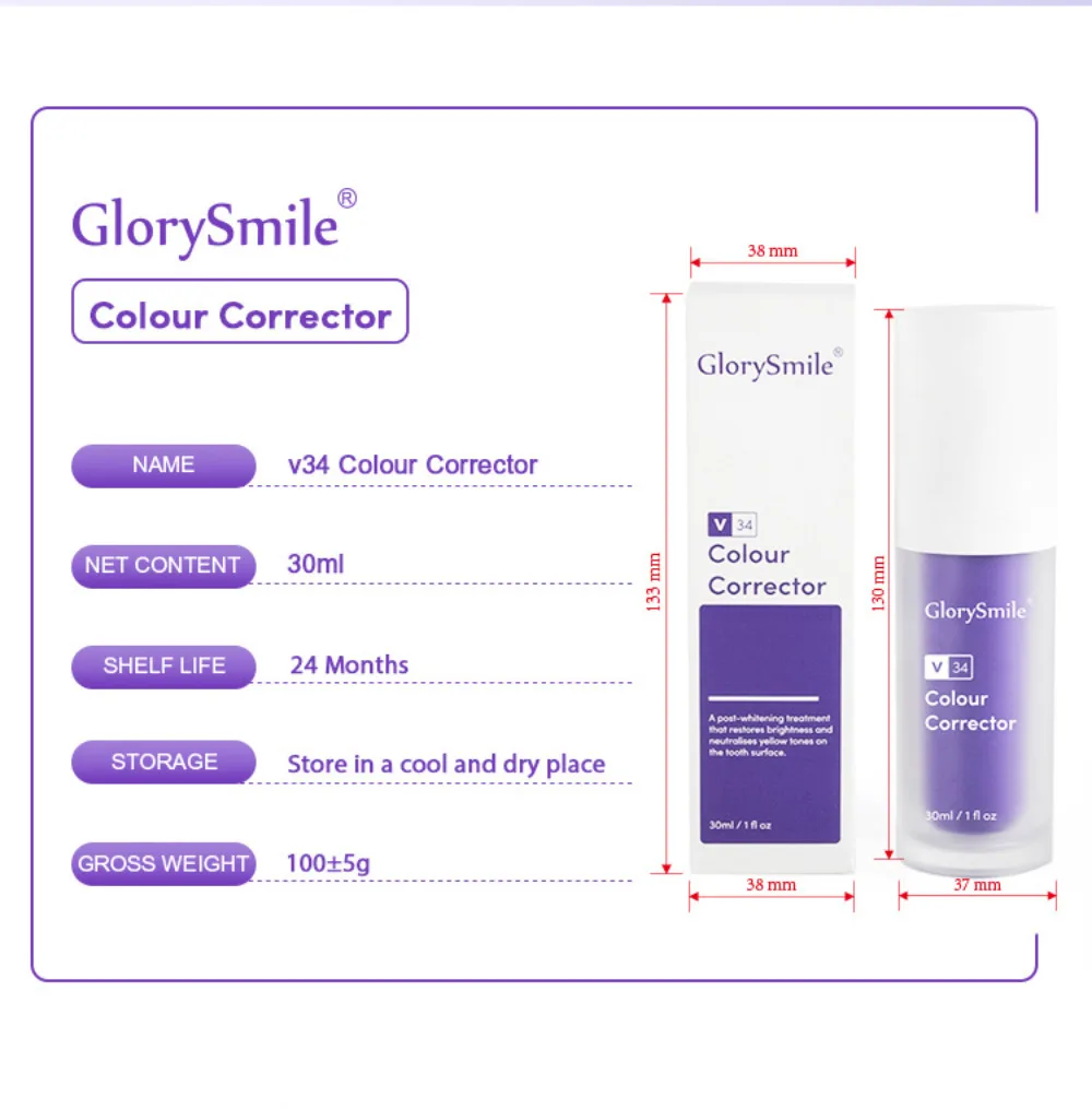 Dentifrice en mousse violette pour le blanchiment des dents, essence de tonification des dents, élimination des dents jaunes, fumée SAF, thé SAF, V34