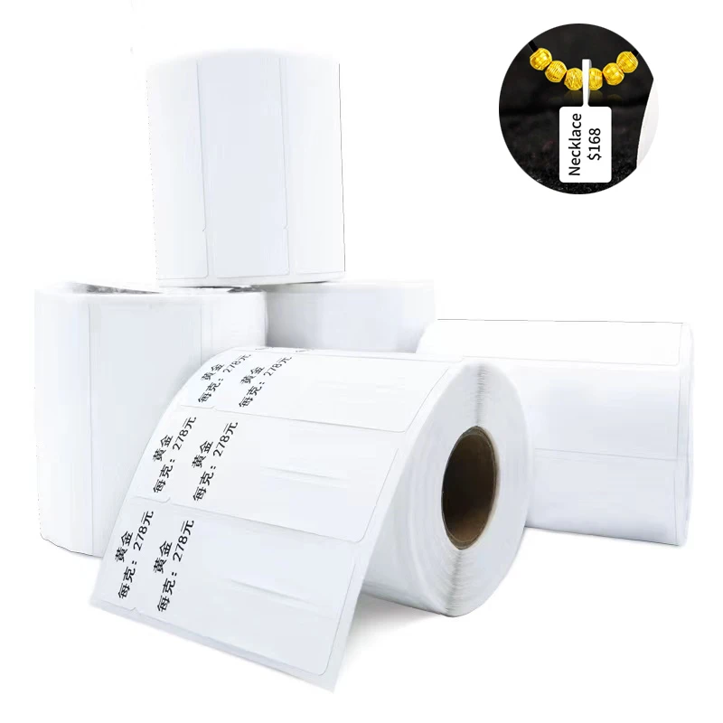 500Pcs White Jewelry Price Label Gold and Silver Jewelry Tag Blank Thermal Print Paper 75x30 75x25 mm Jewelry Tools