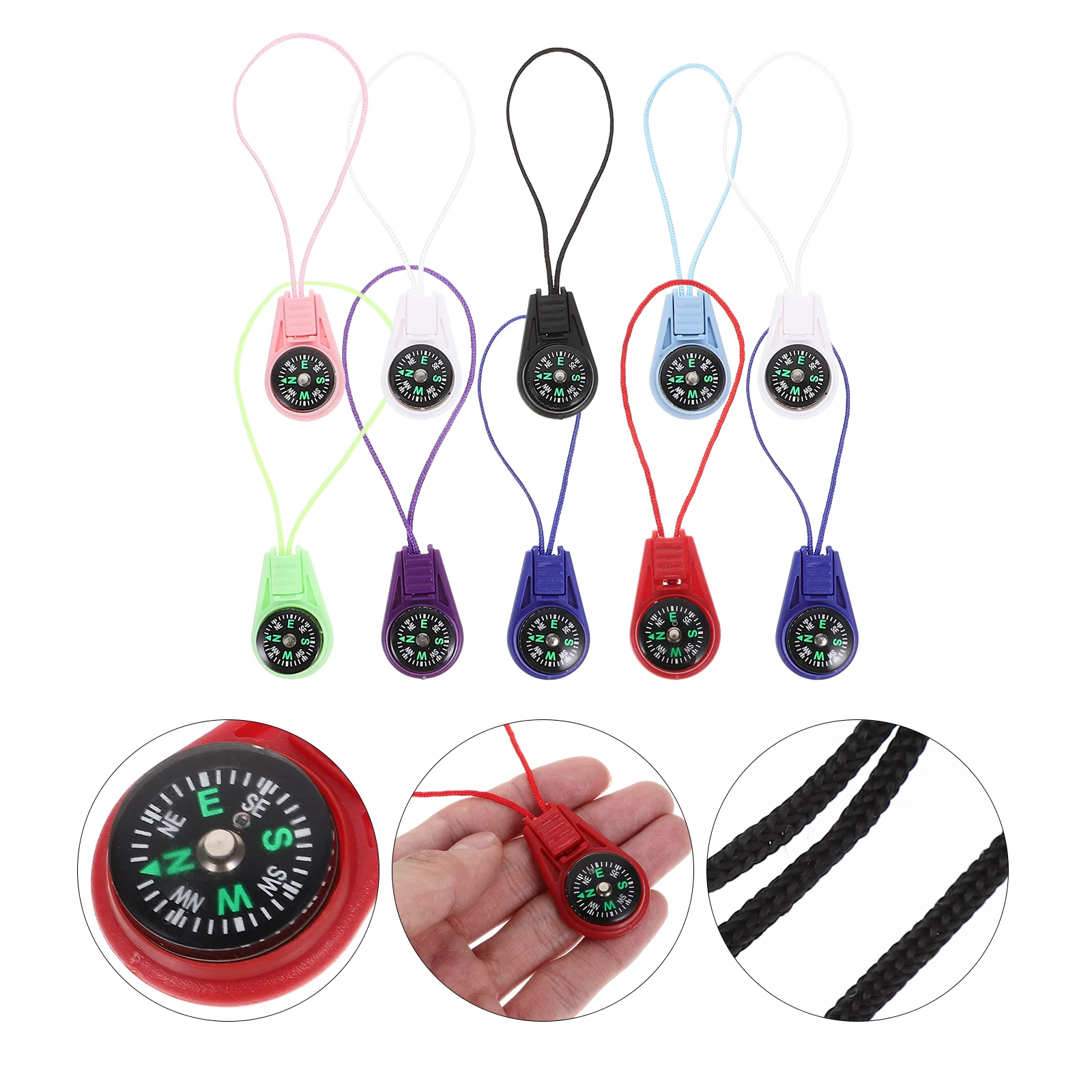 20 Pcs Lanyard Slider Compass (mixed Colors) 20pcs Hiking Survival on Foot Bulk Button Vintage Abs Acrylic Travel Pocket