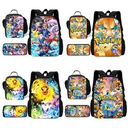 Mochila escolar de Pikachu para niño y niña, bolsa de almuerzo, bolsas de lápices, mochilas escolares, el mejor regalo