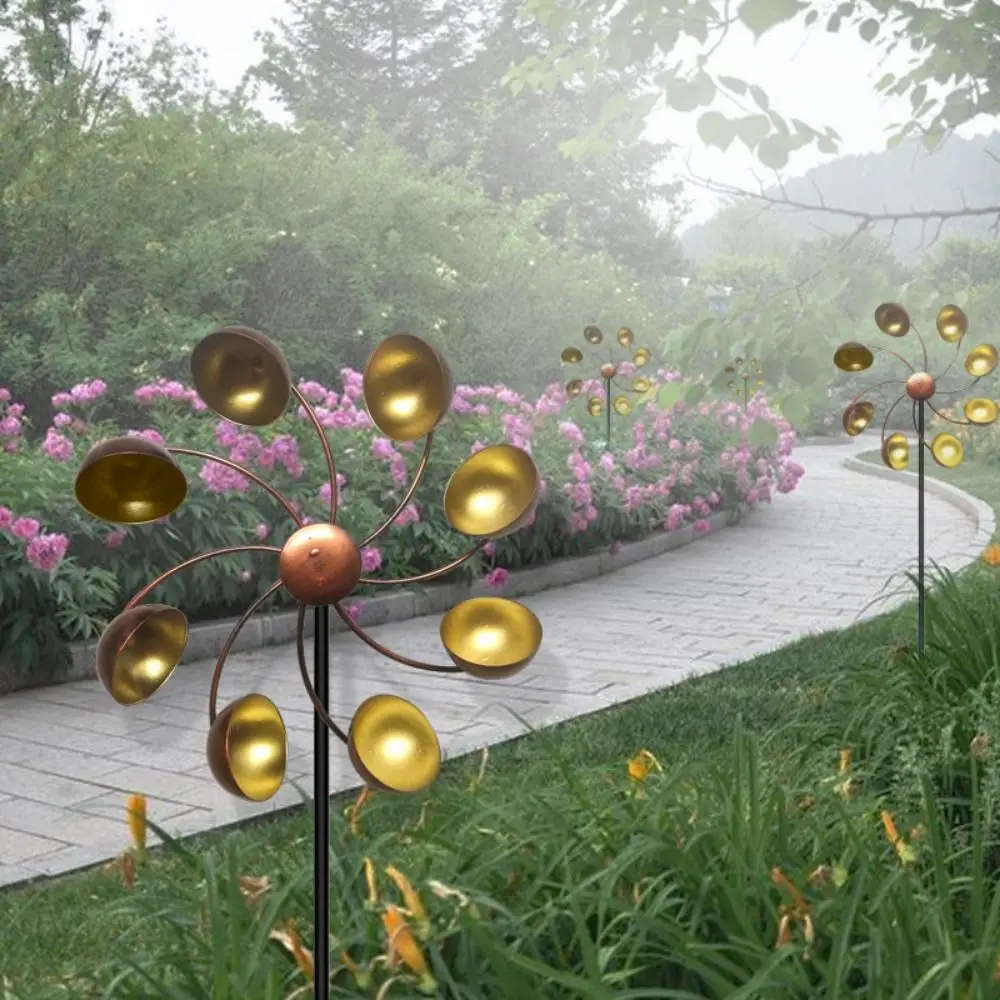 

Garden Decorative Pile Metal Wind Rotator Iron Art Detachable Flower Shaped Windmill Creative Rotating Wind Gyro Park
