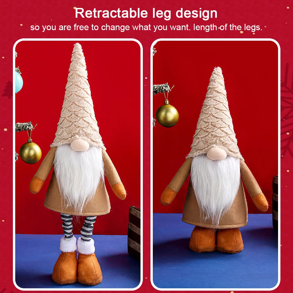 

Christmas Gnomes Dwarf Doll Faceless Standing Gnomes Toy with Long Retractable Leg Multifunctional Gift for Children Girlfriend