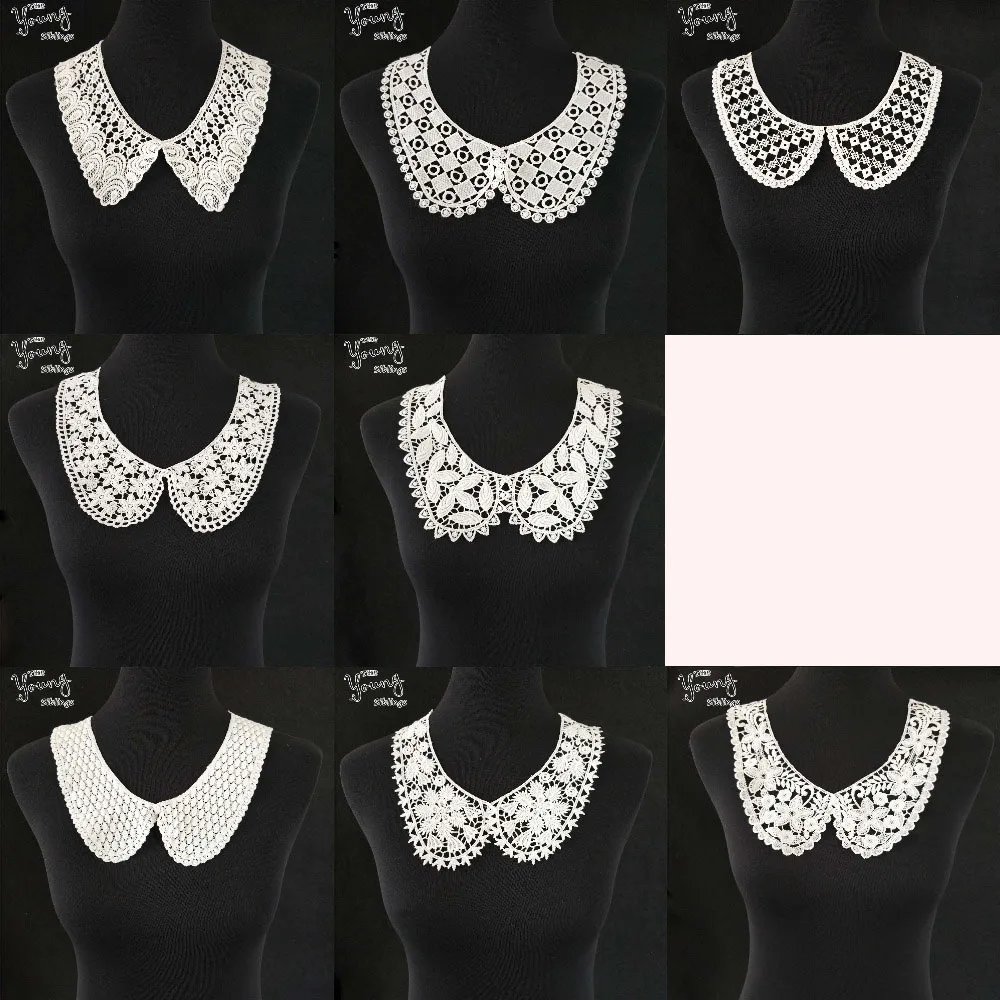 Hot sale White Lace Collar Guipure Floral Lace Fabric Trim DIY Embroidery Lace Neckline Sewing Applique trim Clothing Accessory