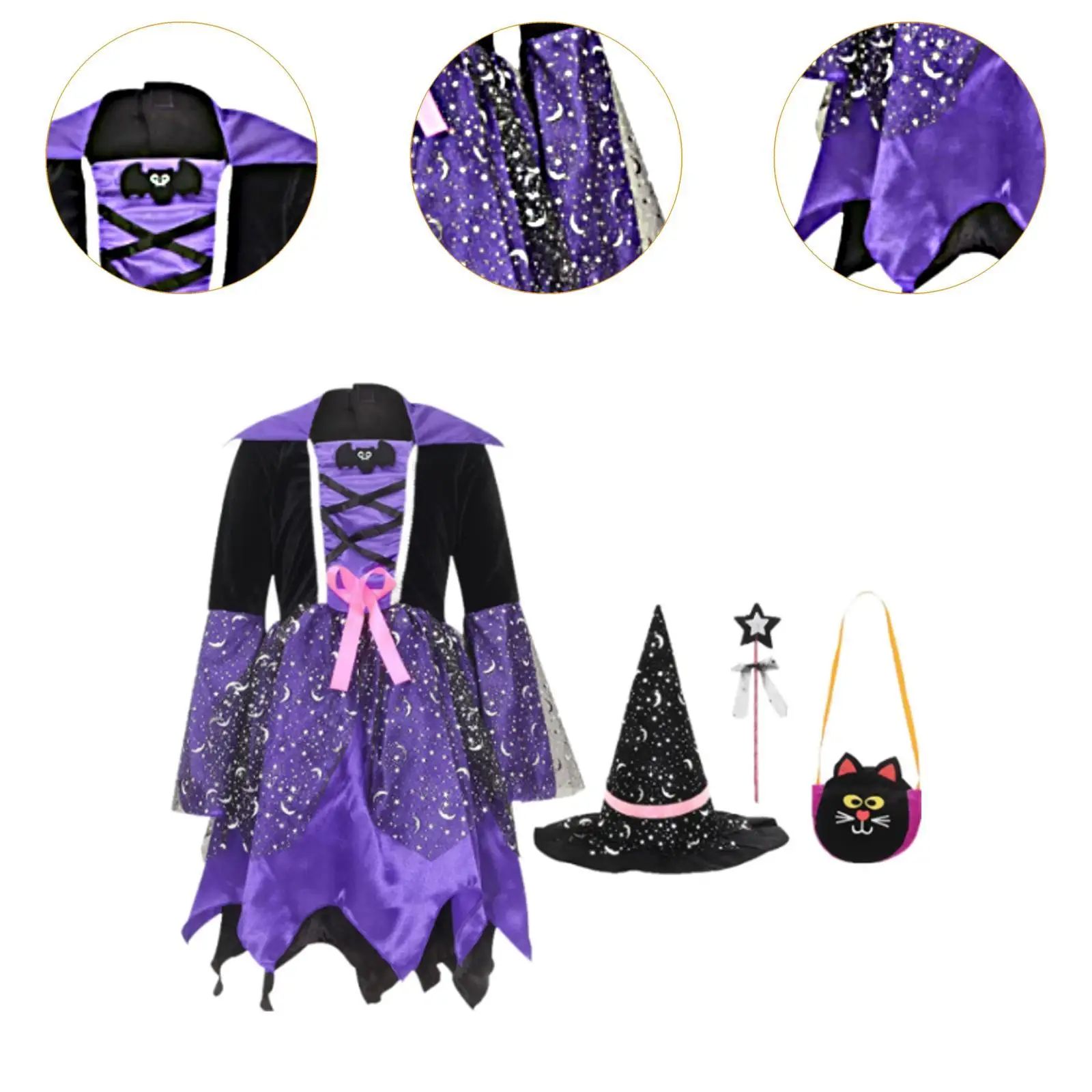 카니발 파티를 위한 소녀 마녀 코스프레 의상 멋진 드레스