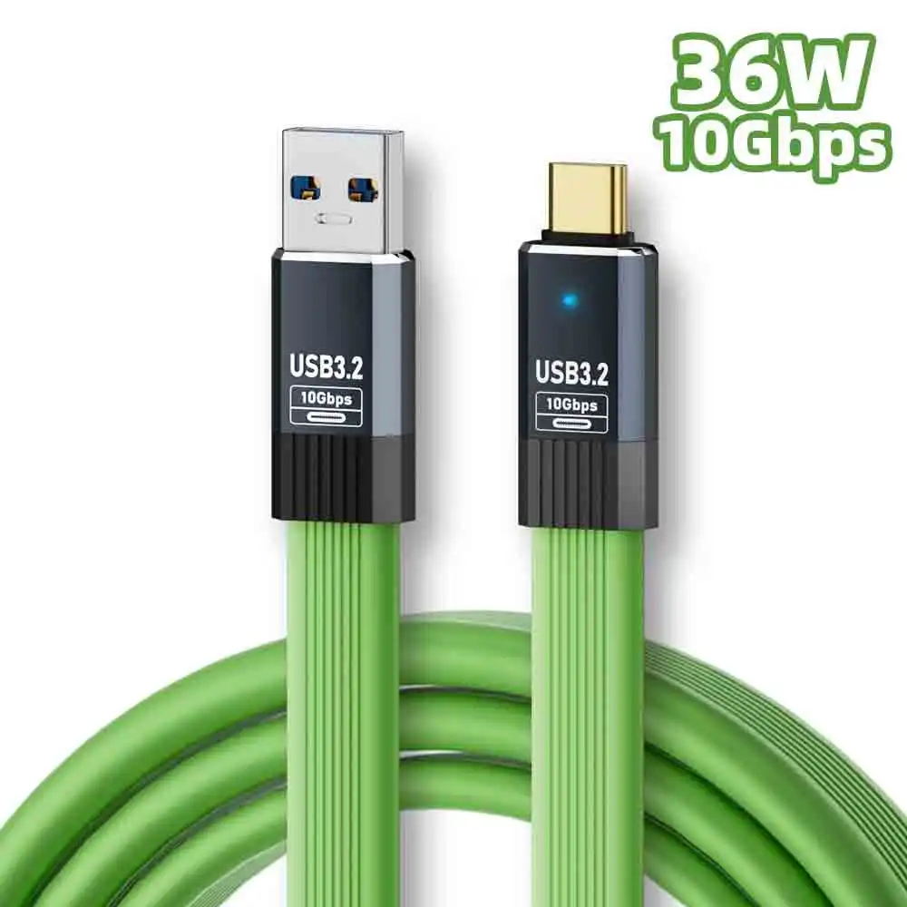 

Кабель для передачи данных с мягкой платой USB3.2, кабель для быстрой зарядки USB A-Type-C, 36 Вт, передача 10 Гбит/с, подходит для мобильных телефонов и компьютеров