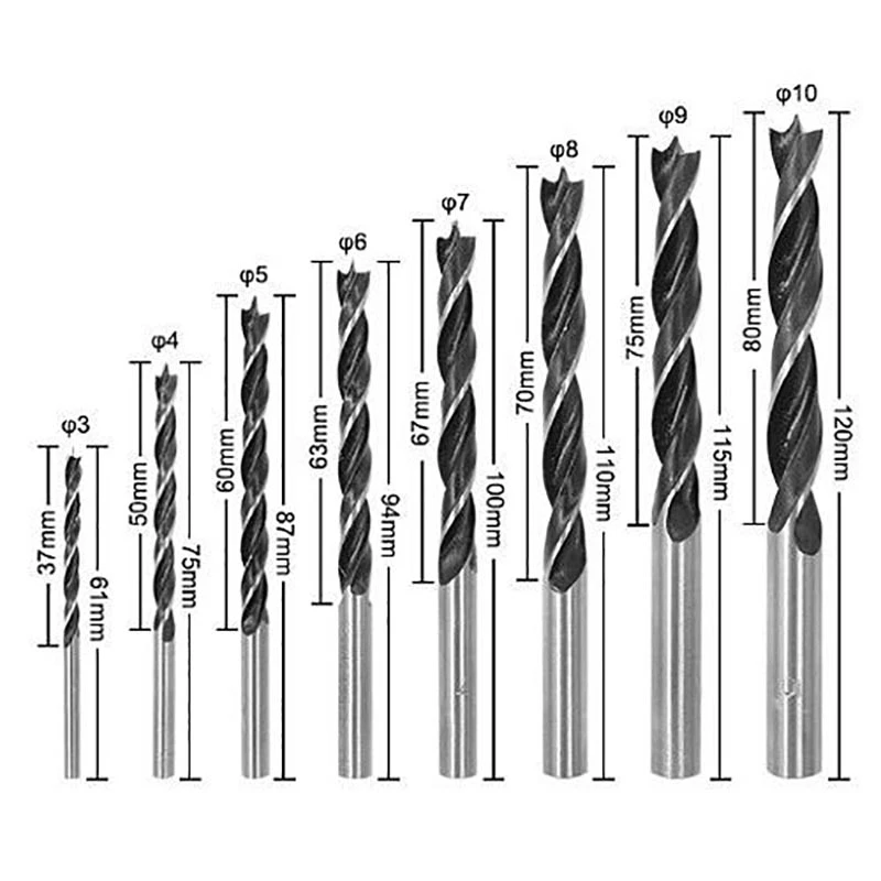 Imagem -04 - Conjunto Madeira Torção Broca Conjunto Mm10 mm Hard Metal Espiral Contador Sink Brocas Kit para Carpintaria Ferramentas Acessórios Auger Pcs