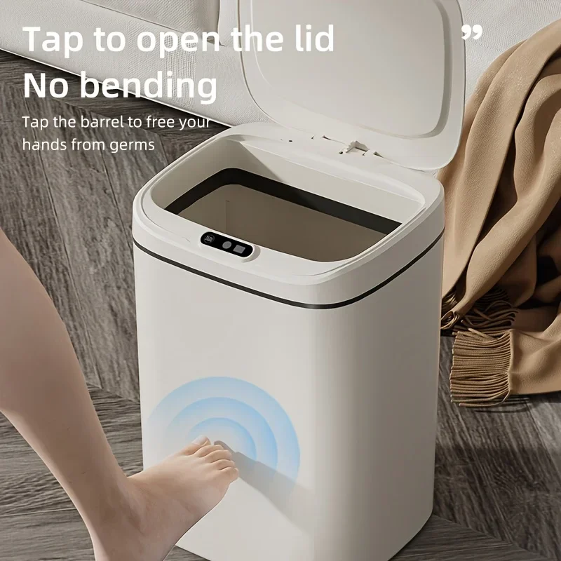 15-Liter Smart Trash Can Automatic Touchless, Waterproof Sensor Trash Bin for Bathroom Kitchen Bedroom, Odorless Modern Basket