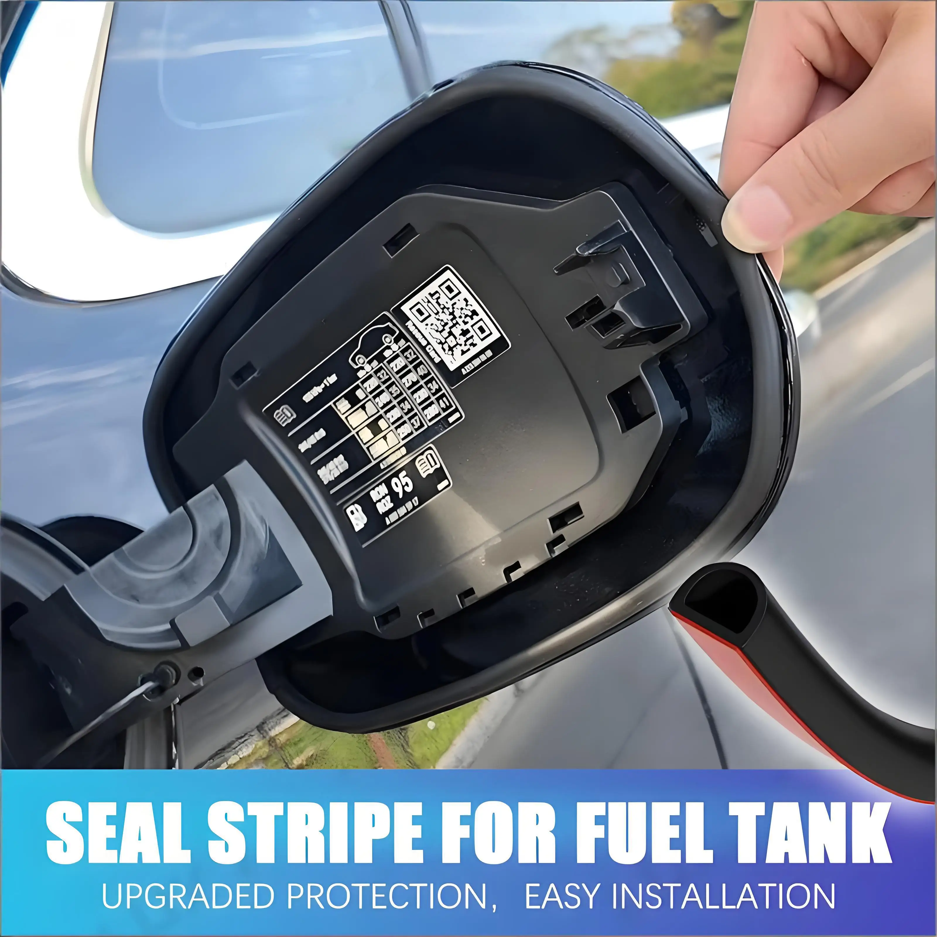 90CM Car Fuel Tank Seal Strip Self-Adhesive Waterproof Car Weatherstrip on Fuel Tank Cap Dustproof Gap Filler Auto Weather Strip