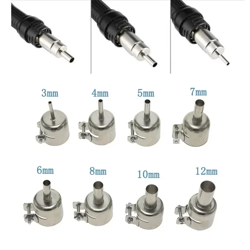 Adaptador de boquilla de pistola de calor para 850, 852D, Aoyue 906, 968, 850, 6028, boquilla de soldadura de aire caliente para estaciones de