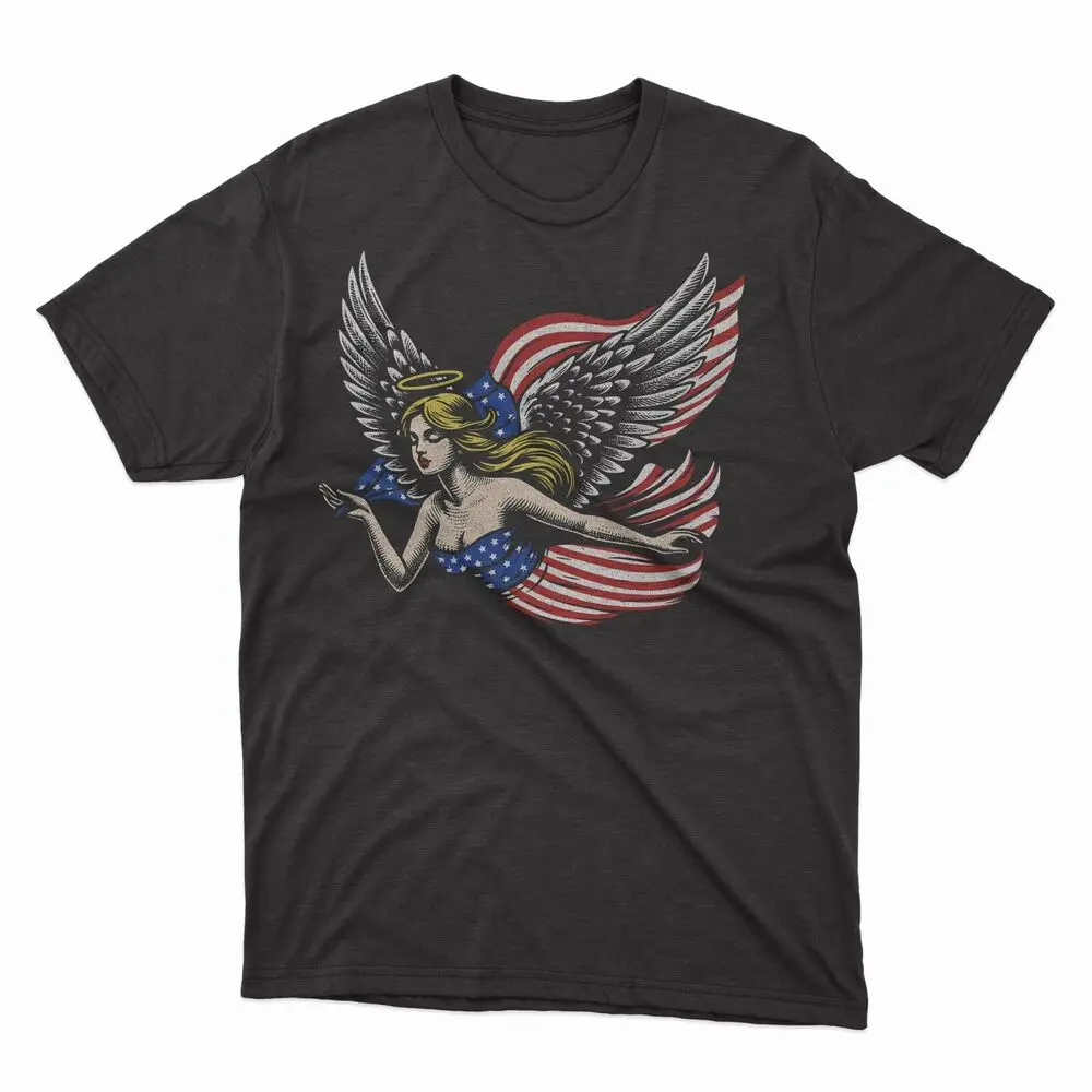 Liberty Angel US Flag America T-Shirt,  Patriotic Shirt, 4th of July TeeFun Horror Y2K Anime pattern clothing high quality 100%