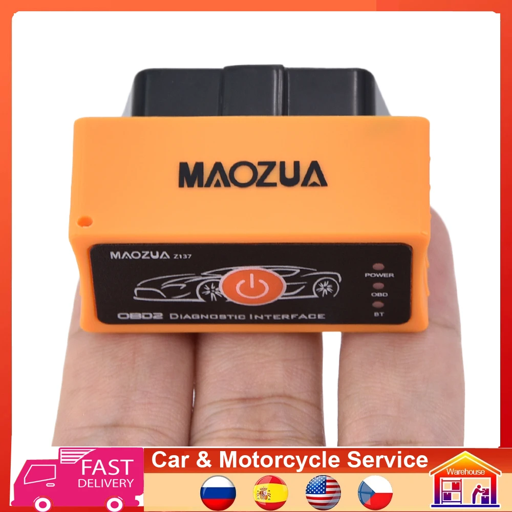 Mini Bluetooth ELM327 Auto Car Code Reader scanner tool obd2 adapter diagnostic tool Maozua Z137 V1.5 ELM 327