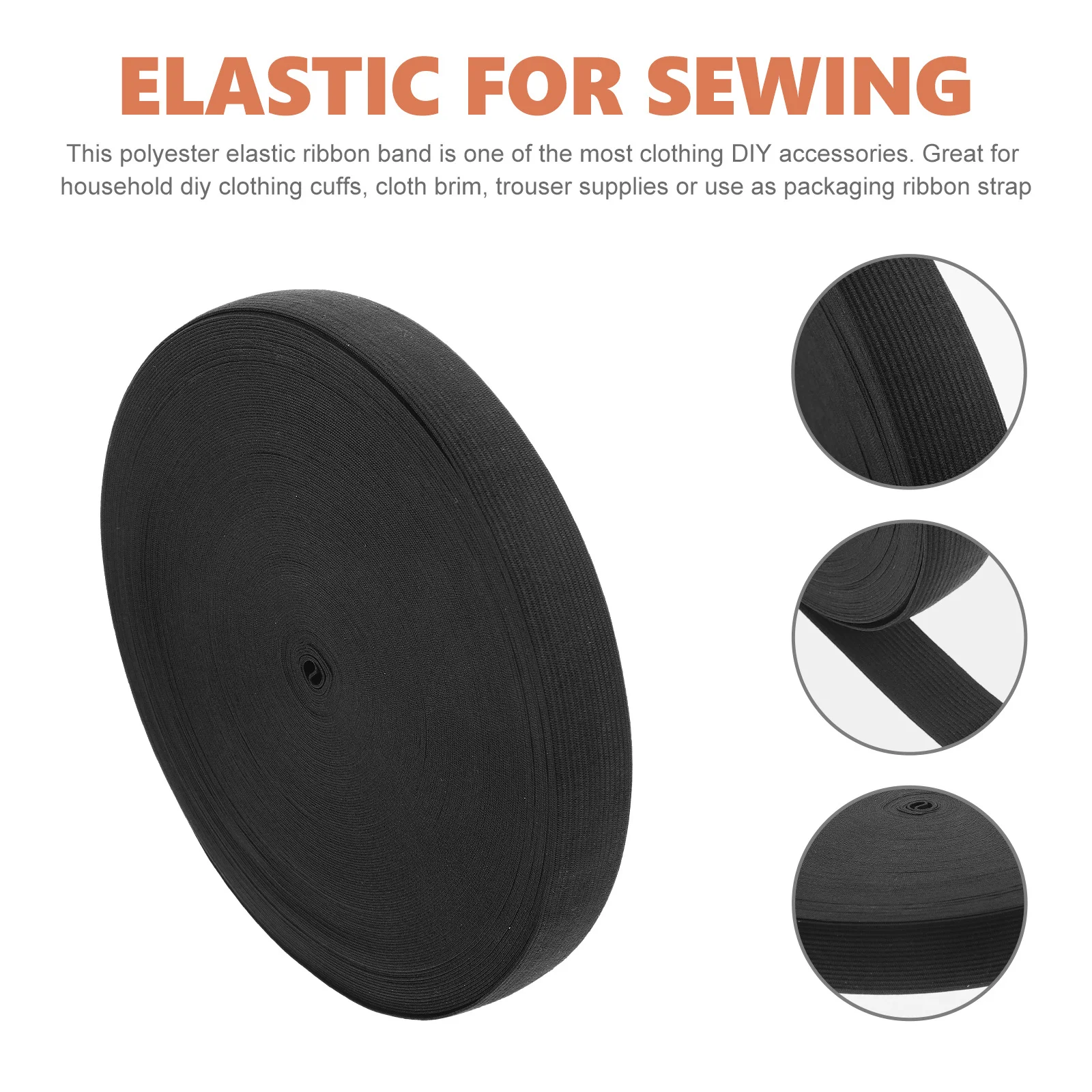 

1 Roll Polyester Knit Elastic Band for Sewing Stretch Waistband DIY Clothing Cuffs Home Craft Projects Flat Elastic Band