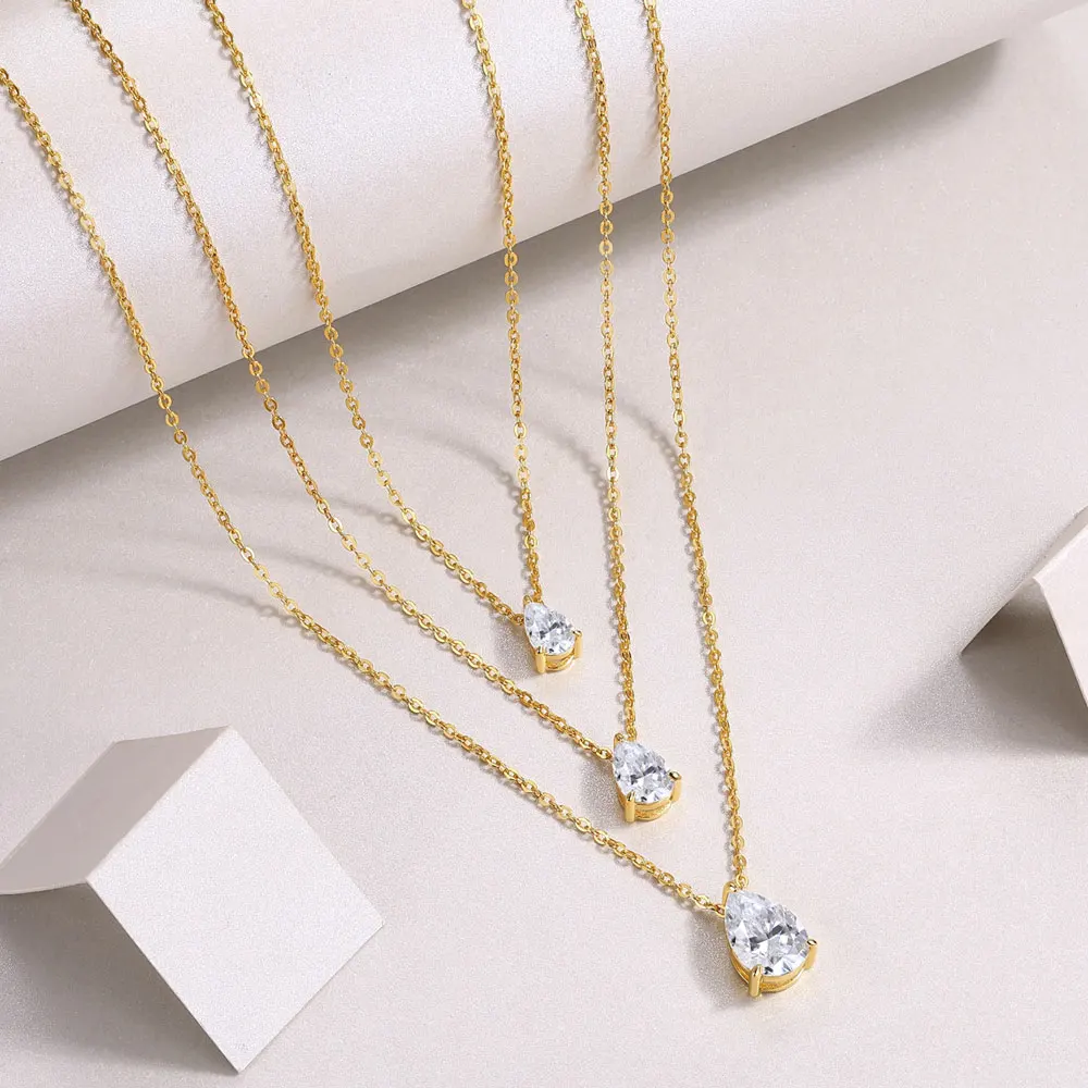 Naszyjnik z moissanitem w kształcie gruszki 1-5 ct, platerowany 18-karatowym złotem, srebro próby 925, certyfikat GRA, delikatne naszyjniki dla kobiet