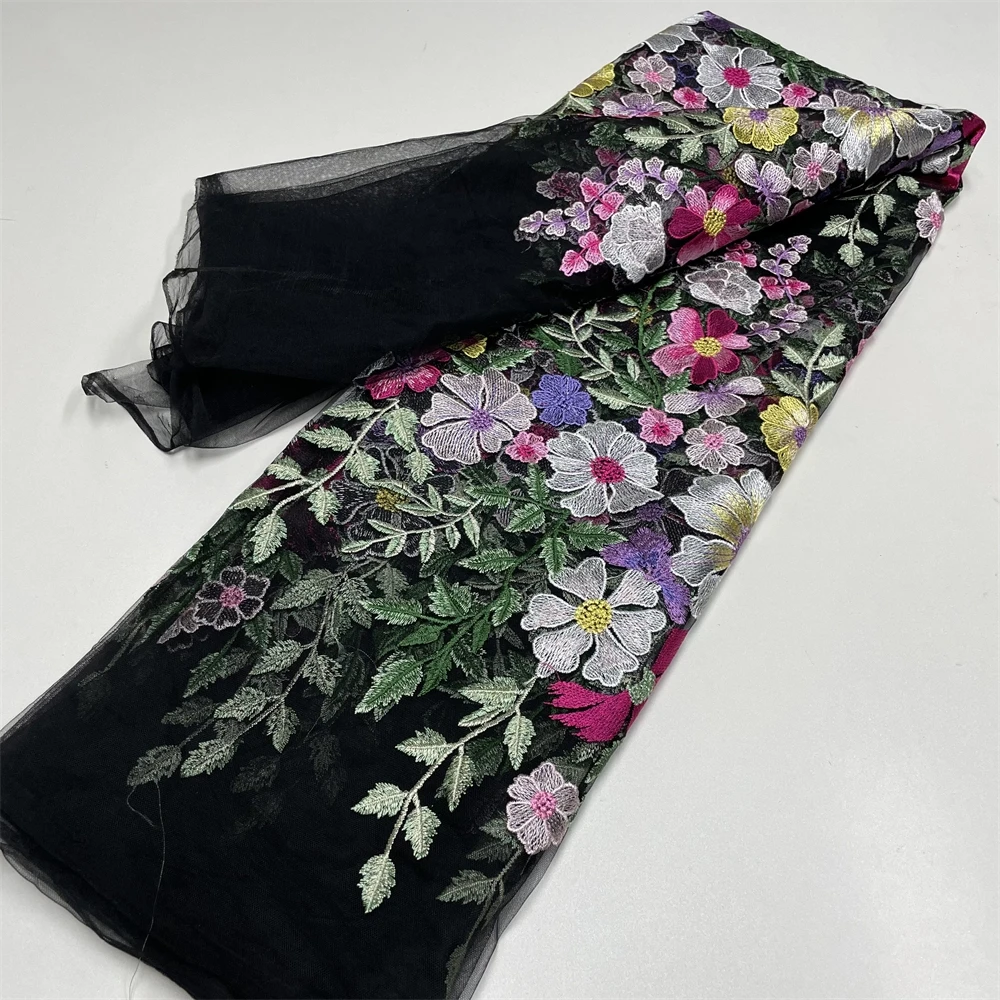 

African Lace Fabric High Quality Mesh Embroidery Applique 3D Flower Tulle Nigerian Lace Fabrics For Bridal Party Dresses XT4124