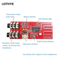 Bluetooth 5.0 Stereo Bluetooth Transmitter / receiver Module Bluetooth Headphone Module Lithium Battery USB Power Supply