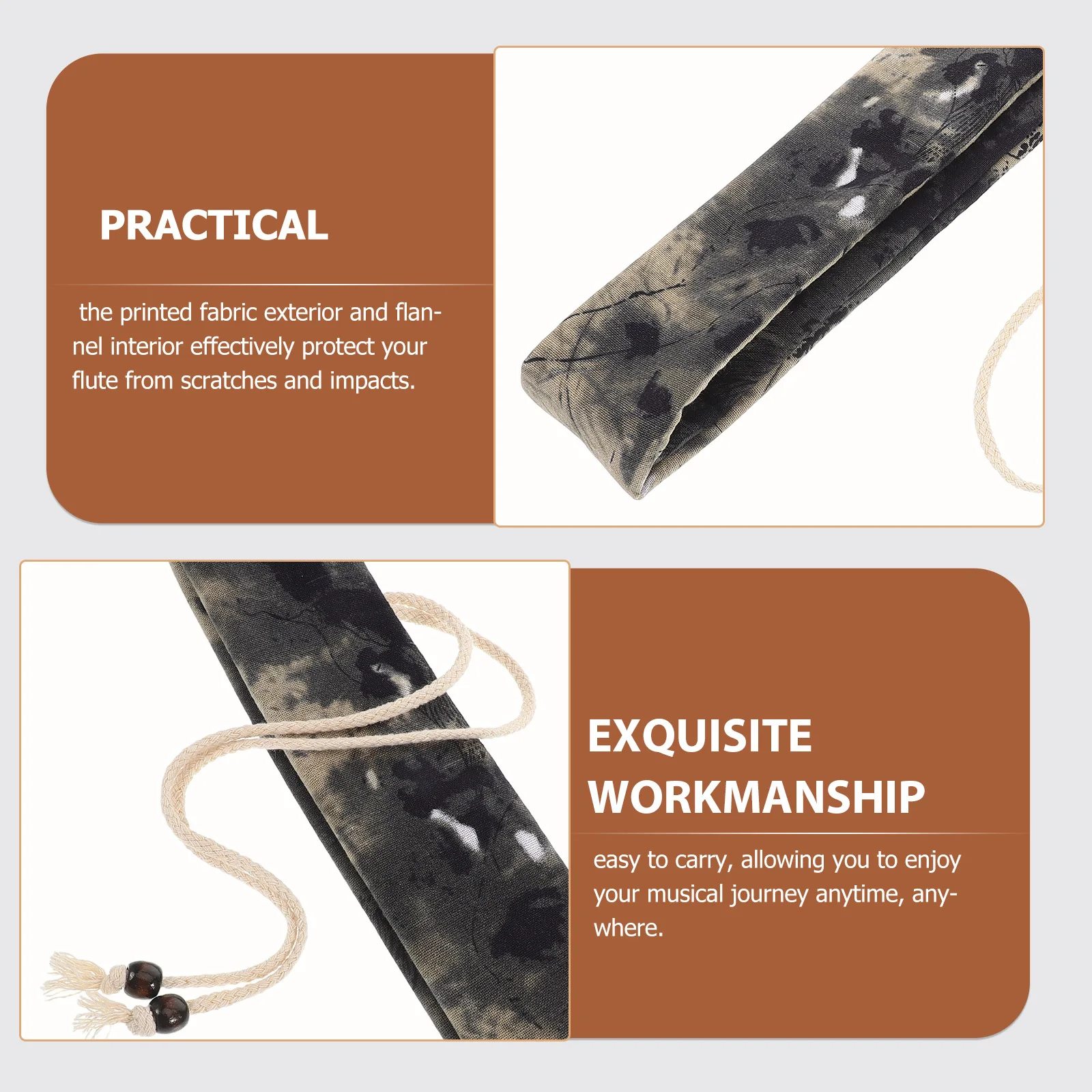 

5pcs Set of 5 Flute Bag Carry Bamboo Flannel Accessories for Music Instruments Cases Musical