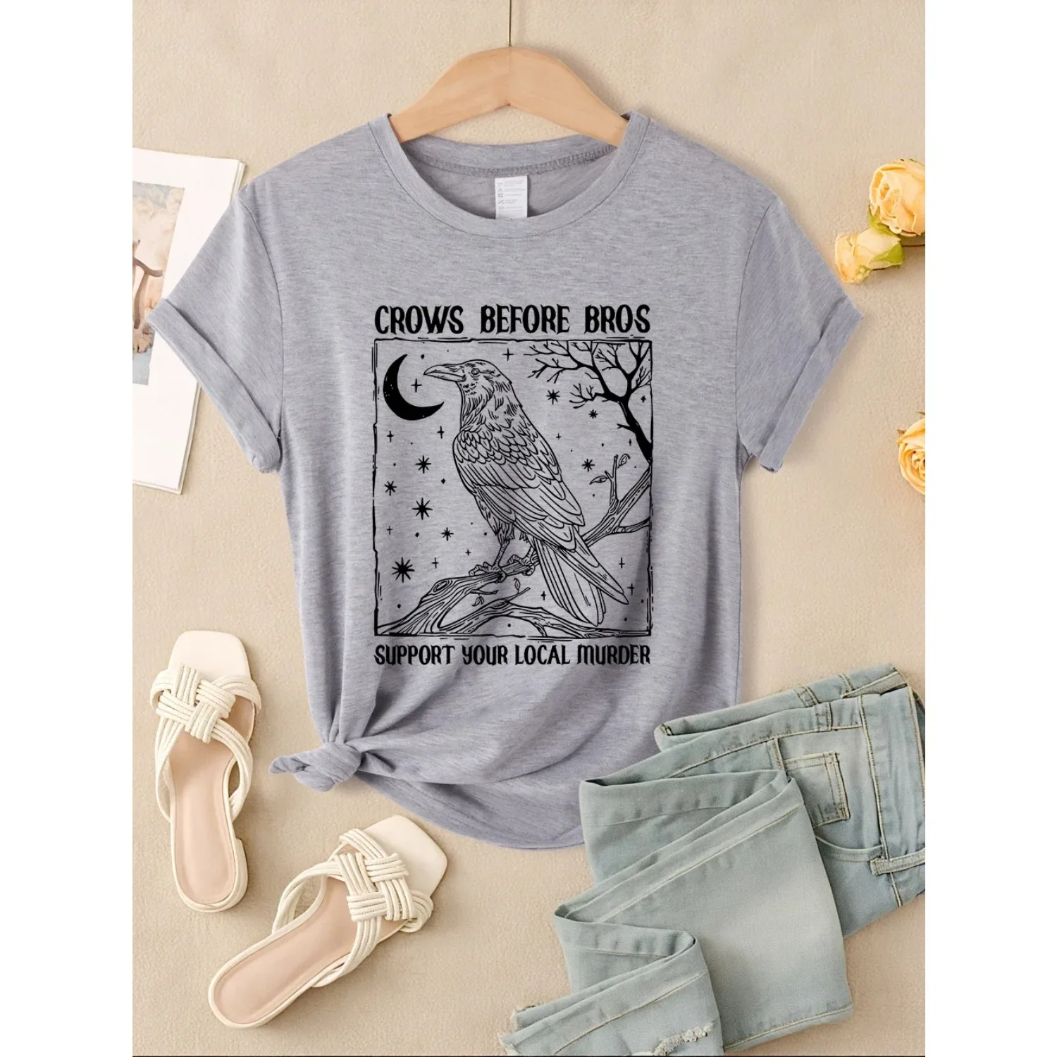 Blusa de algodón personalizada, camiseta de calle, camisetas suaves y transpirables para mujer, camiseta de cuello redondo con estampado personalizado