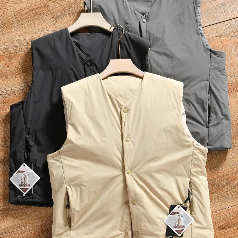 Thickened Thermal Vests Autumn Winter Men's Casual Versatile V-neck Cotton-padded Vest Jacket XXL Waistcoat