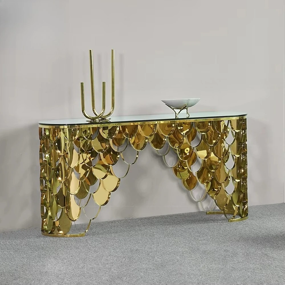 Luxury design with golden glass top console table