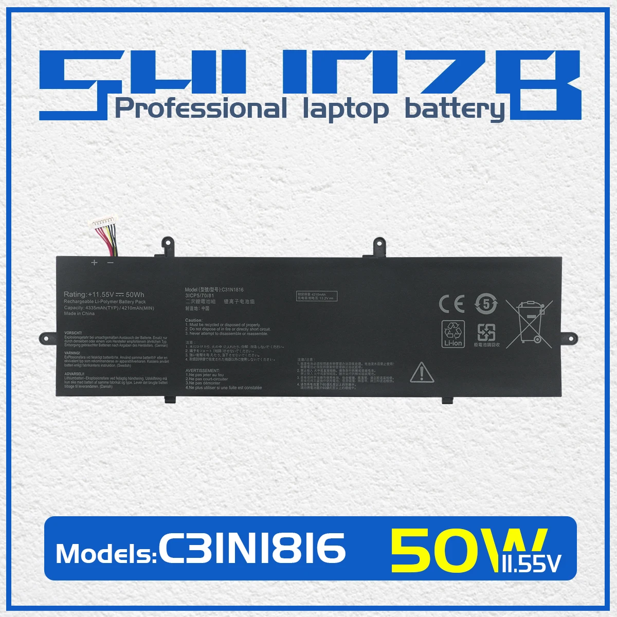 

Аккумулятор для ноутбука SHUOZB C31N1816 для Asus ZenBook Flip 13 UX362 UX362F UX362FA Q326FA Q326FA-BI7T13 UX362FA-2B 0B200-03160000