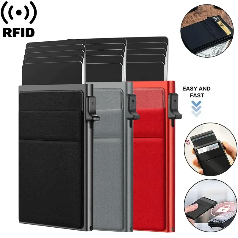 

Rfid Credit Card Holder Men Thin Slim Mini Minimalist Wallets Luxury Metal Bank ID Cardholer Case Wallet for Men Carteras Choice